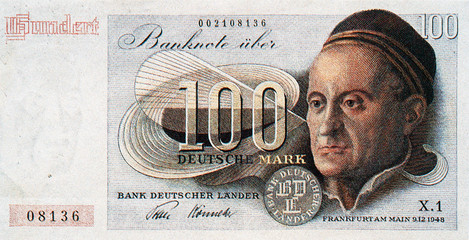 Historische Banknote, Bank Deutscher Länder, 9. Dezember 1948, Hundert Mark, Deutschland