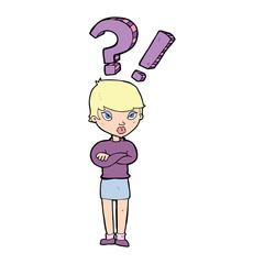 cartoon woman asking question