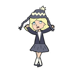 cartoon woman wearing winter hat