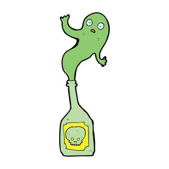 cartoon ghost in bottle