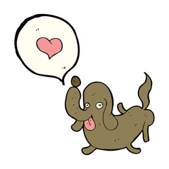 cartoon dog with love heart