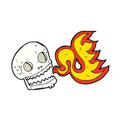 cartoon flaming skull