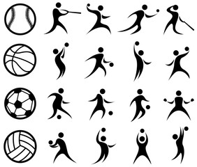 Sports Silhouette, Basketball, Baseball, Soccer, Volleyball - 91198827