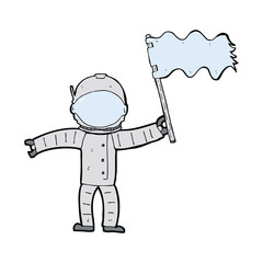 cartoon astronaut with flag