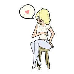 cartoon woman with love heart