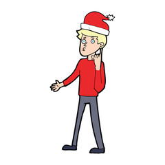 cartoon man ready for christmas