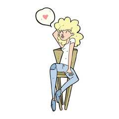 cartoon woman posing on chair