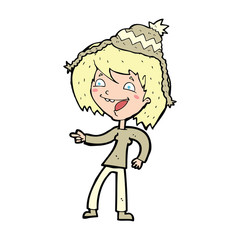 cartoon woman wearing hat