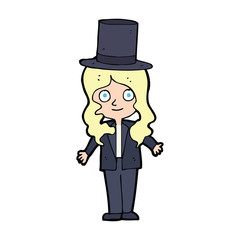 cartoon woman wearing top hat