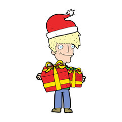 cartoon man ready for christmas