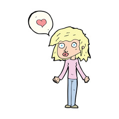 cartoon woman in love