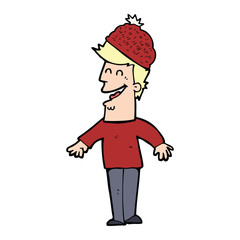 cartoon man wearing winter hat