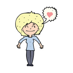 cartoon happy woman in love