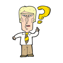 cartoon annoyed man asking question