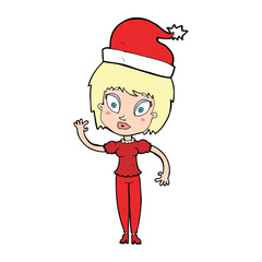cartoon woman ready for christmas
