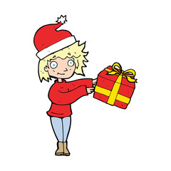 cartoon woman ready for christmas