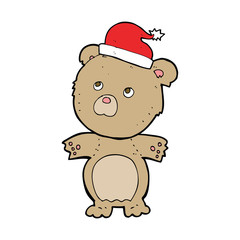 cartoon bear in christmas hat