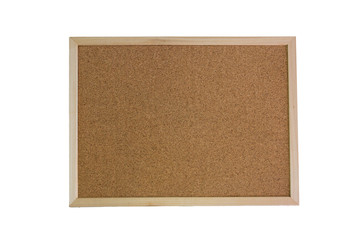 Brown notice cork board with white background