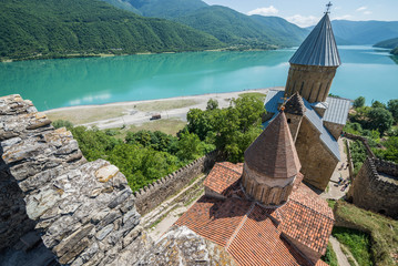 Medieval Ananuri Castle over Aragvi River in Georgia