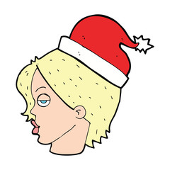 cartoon woman wearing santa hat