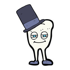 cartoon tooth wearing top hat