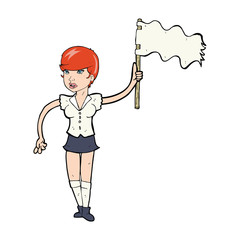 cartoon woman waving white flag
