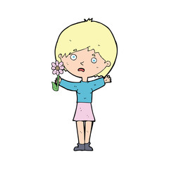 cartoon woman with flower