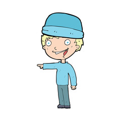 cartoon man wearing winter hat