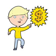 cartoon man with money idea