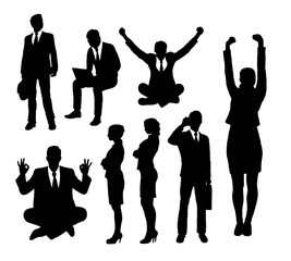 Businessman and businesswoman silhouettes