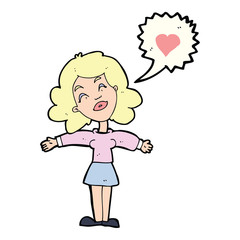 cartoon woman in love