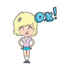 cartoon woman thinking OK