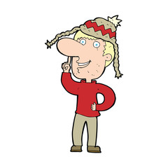 cartoon man in hat with idea