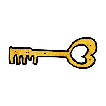 cartoon heart shaped key