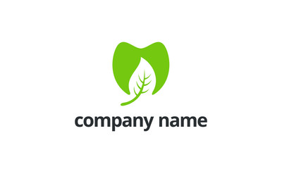 eco leaf with dental logo design concept