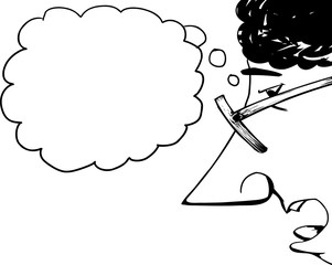 Outline of Man Looking and Talking