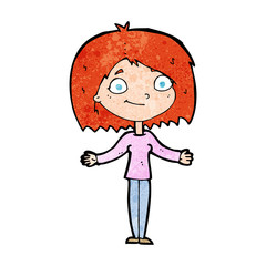 cartoon woman shrugging shoulders