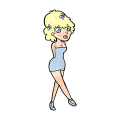 cartoon woman posing in dress
