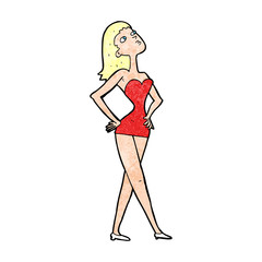 cartoon woman in party dress