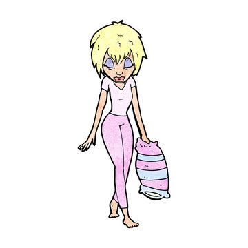cartoon woman going to bed