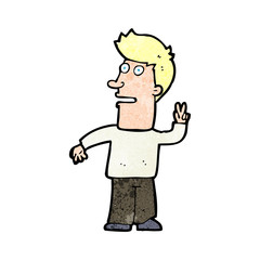 Fototapeta premium cartoon man making peace sign