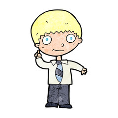 cartoon school boy with idea