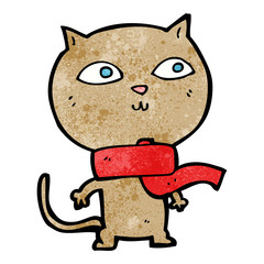 cartoon funny cat wearing scarf