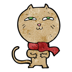 cartoon funny cat wearing scarf