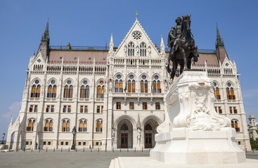 Count Gyula Andrassy Statue and the Hungarian Parliament