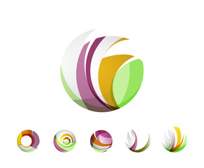 Set of globe sphere or circle logo business icons