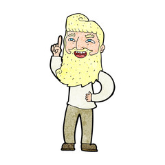 cartoon happy bearded man with idea