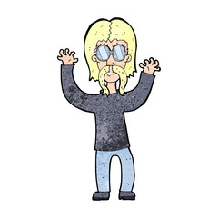 cartoon hippie man waving arms