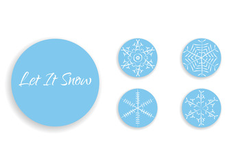 Set of snowflakes in circles