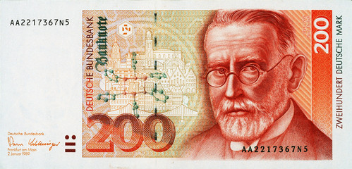 Historische Banknote, 2. Januar 1989, 200 Mark, Zweihundert Deutsche Mark, Deutschland